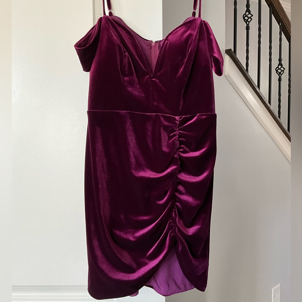 VELVET BURGUNDY PURPLE COCKTAIL DRESS